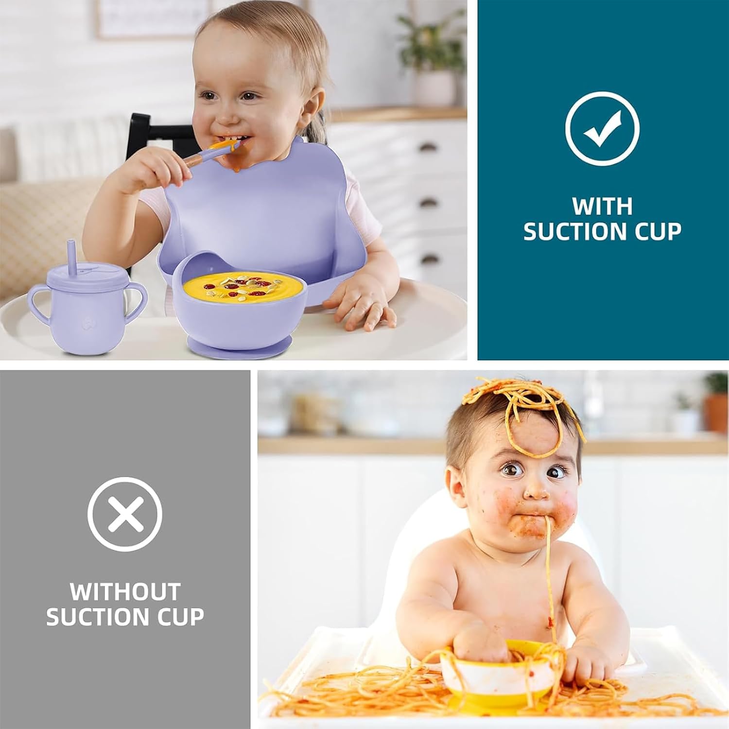 Detalle de Dormlony Silicone Baby Feeding Set, 9-Piece
