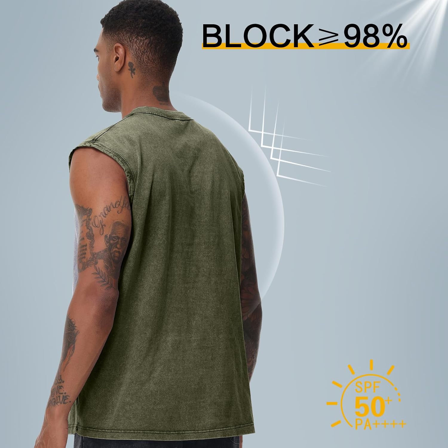Thumbnail 3 de Herren Fitness Tanktop Baumwolle kurzarm