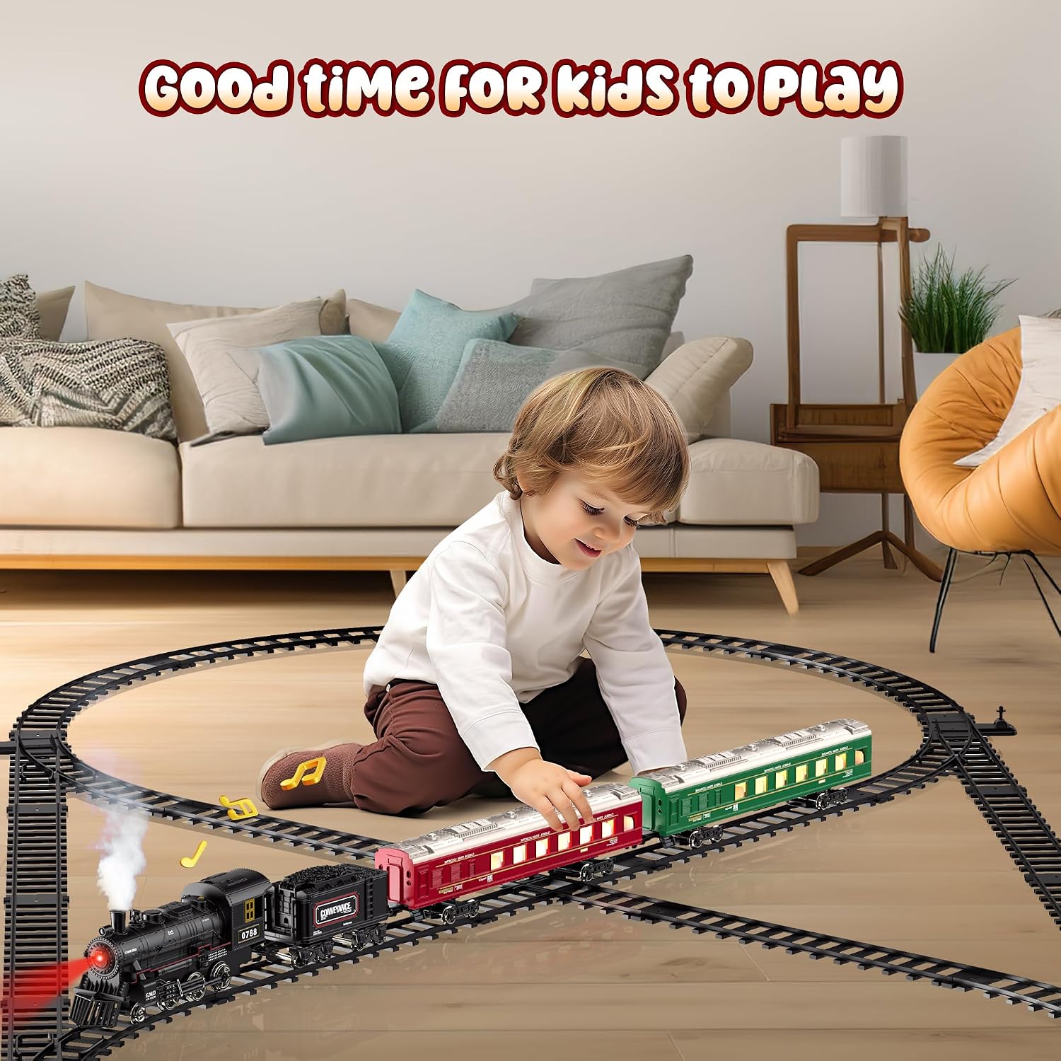 Detalle 2 de Hot Bee HL-rc Remote-Control Train Set with Metal Engine, Smoke and Light-Up Cars