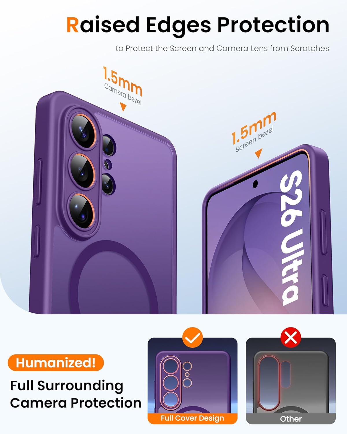 Thumbnail 6 de BXYJY Samsung Galaxy S26 Ultra Case with MagSafe, Built-in Kickstand, and Dual Privacy Screen Protectors (Dark Purple)