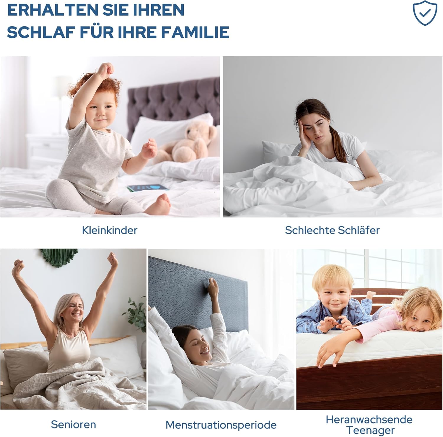 Thumbnail 6 de BEDLORE Matratzenschoner 135 x 190 cm – wasserdichte, geräuscharme Matratzenauflage mit 360° Tasche (Grau)