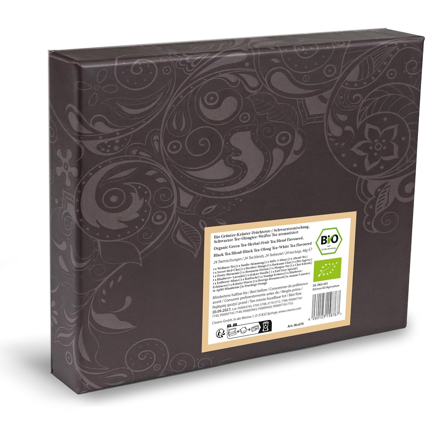 Thumbnail 6 de Creano Bio Kräutertee & Tee Geschenkset „World of Tea“ – 72 Teebeutel in 24 Sorten, koffeinfrei