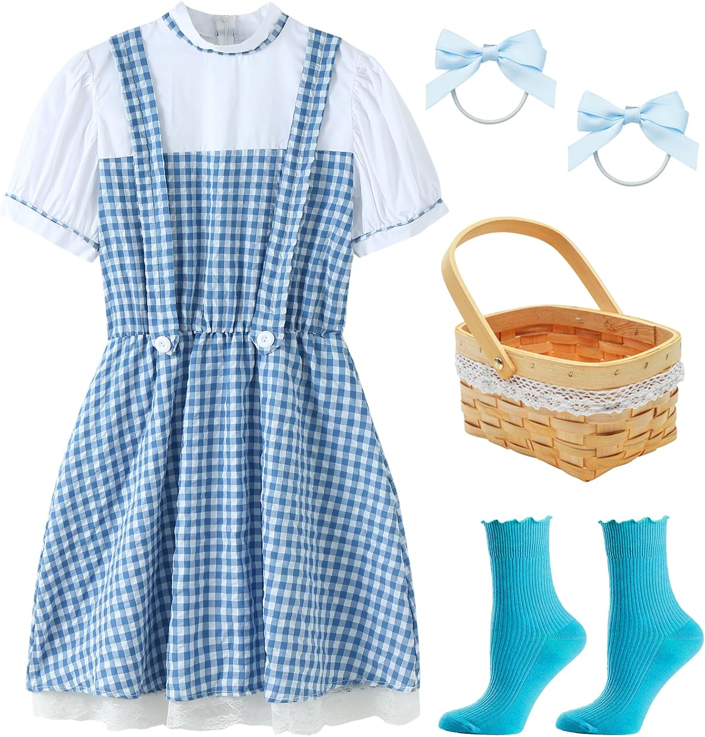 Detalle de UIMLK UM-GirlsBLGZSet1-P Blue Gingham Girls’ Storybook Halloween Costume Set