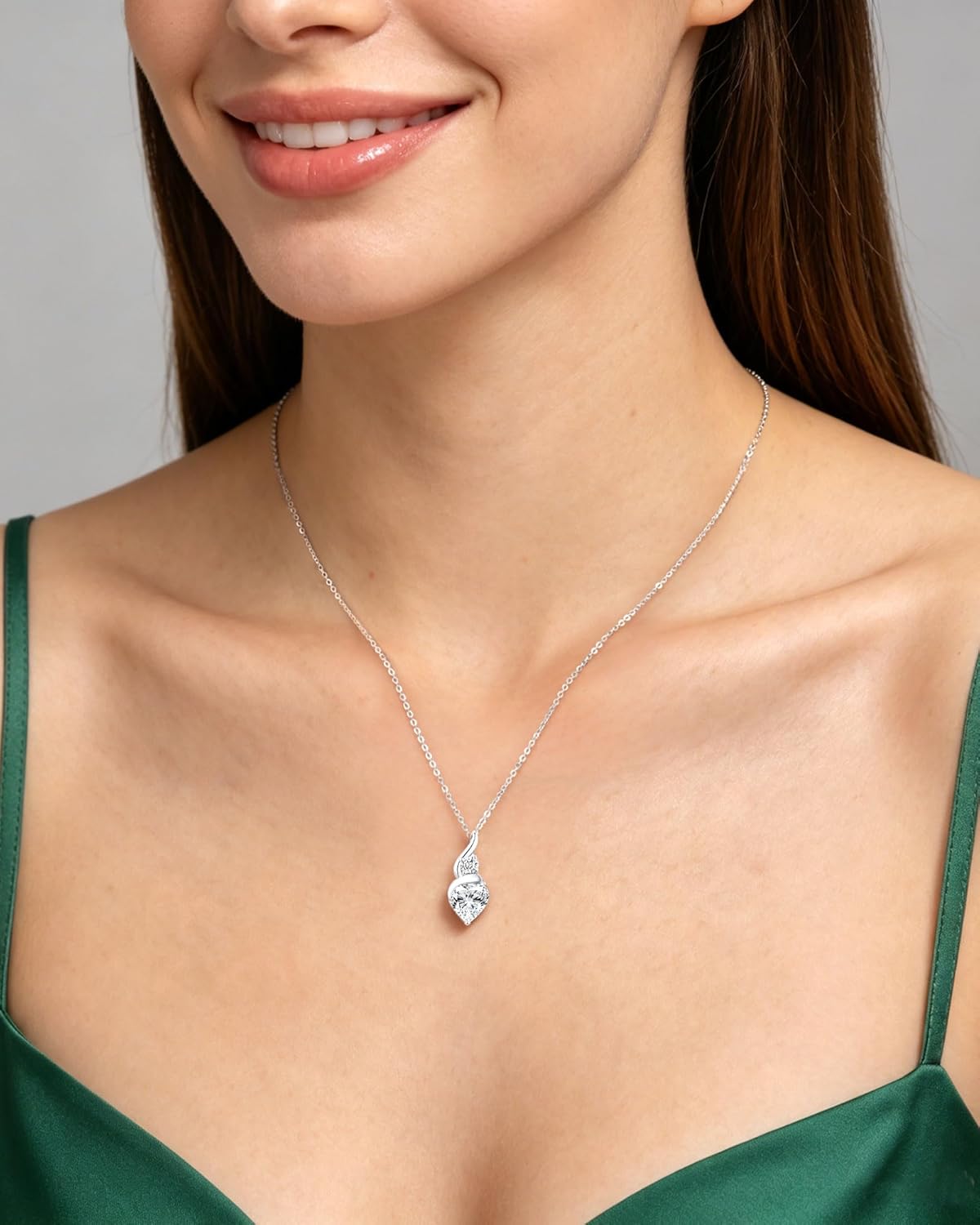 Detalle de LOUISA SECRET Infinity-Herz Kette für Damen mit Geburtsstein – 925 Sterling Silber