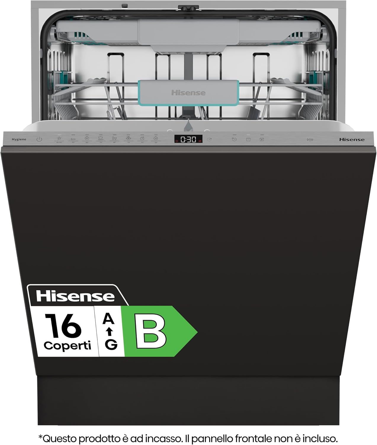 Detalle 2 de Hisense HV16A Lavastoviglie da Incasso, 16 Coperti, Terzo Cesto Flessibile, 8 Programmi, Inverter Silenzioso