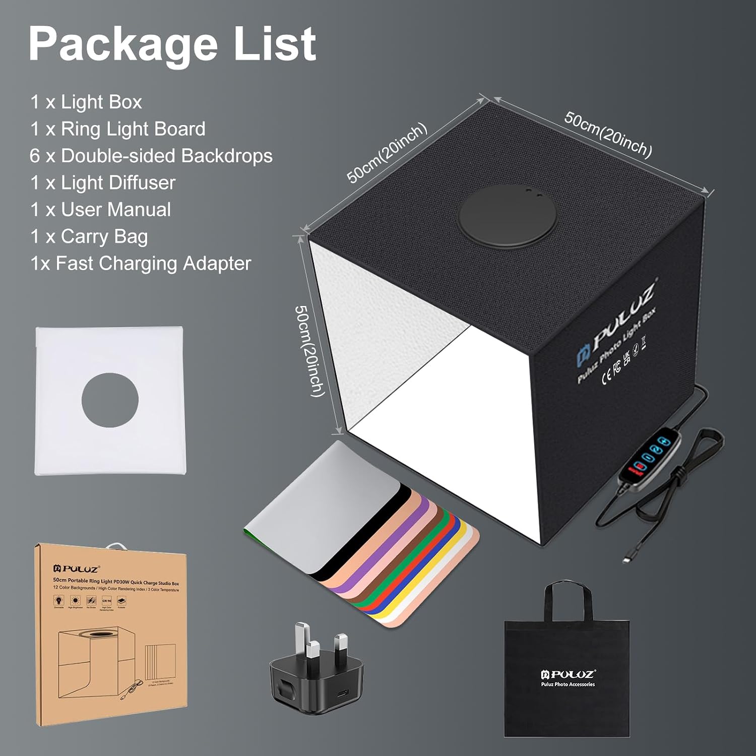 Thumbnail 6 de PULUZ Photo Light Box 50cm portable photo studio
