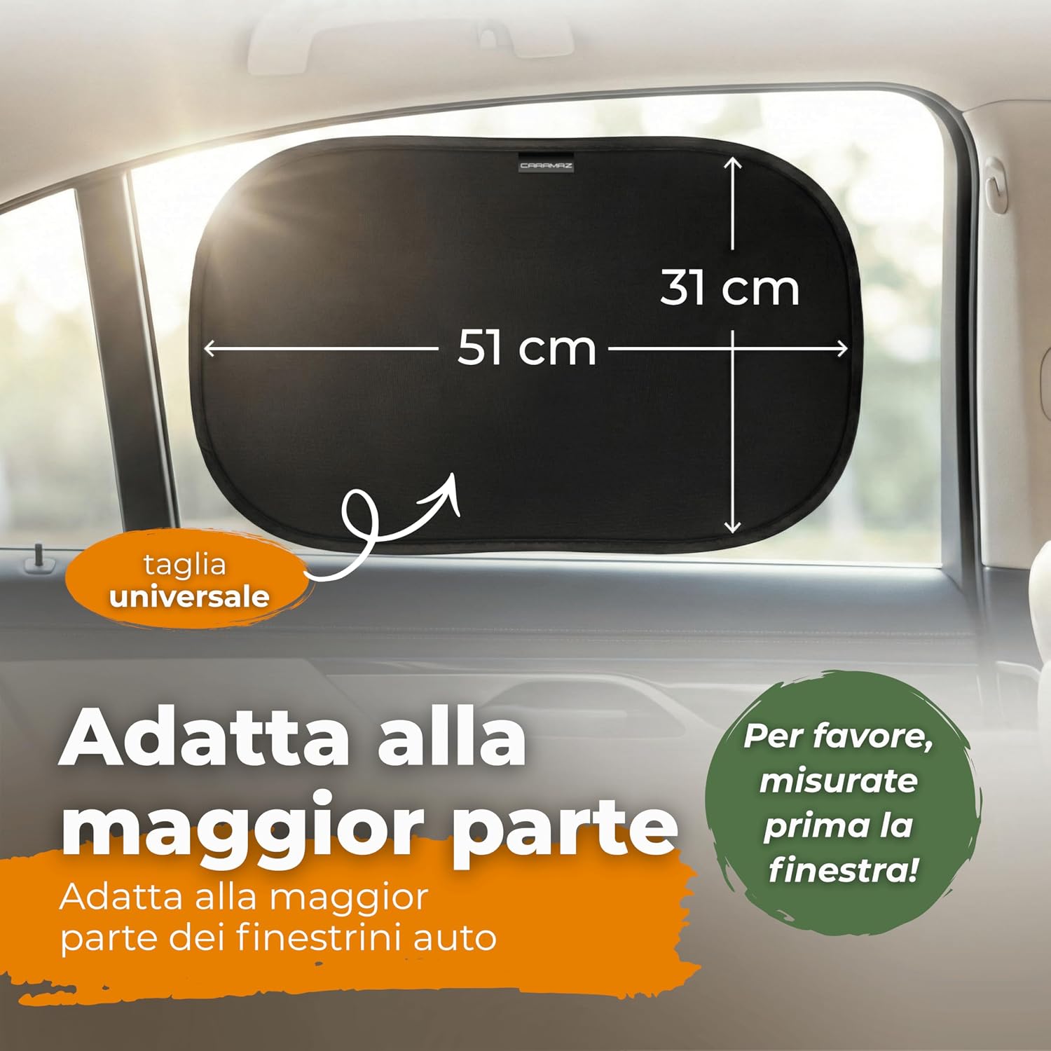 Thumbnail 4 de CARAMAZ Parasole Auto per Bambini con Protezione UV UPF50+ | Attacco senza ventose 51x31 cm (2 pezzi)