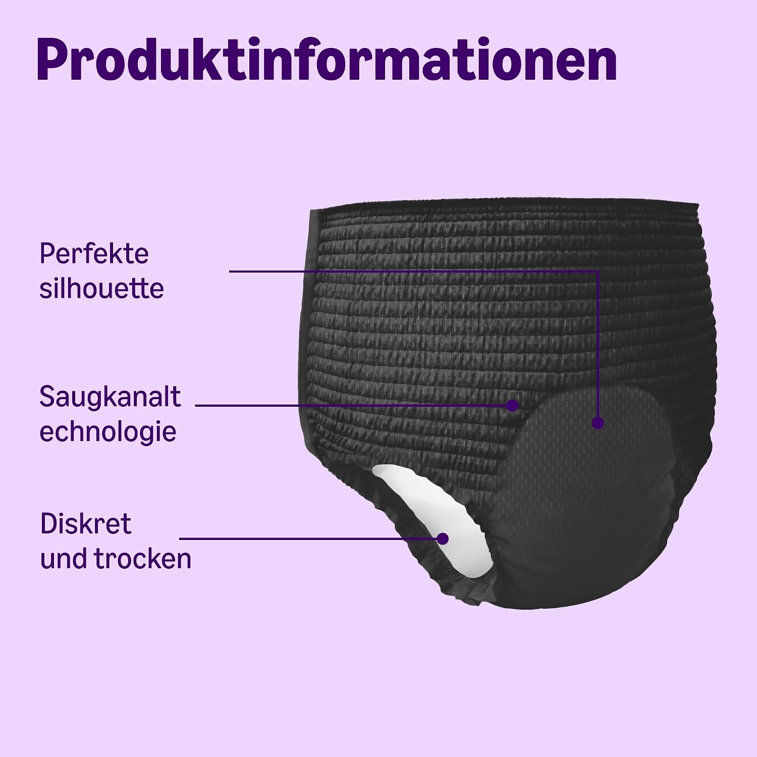 Detalle 2 de by Amazon Lady Pants Plus Medium – 40 Stück (4x10) Schwarz