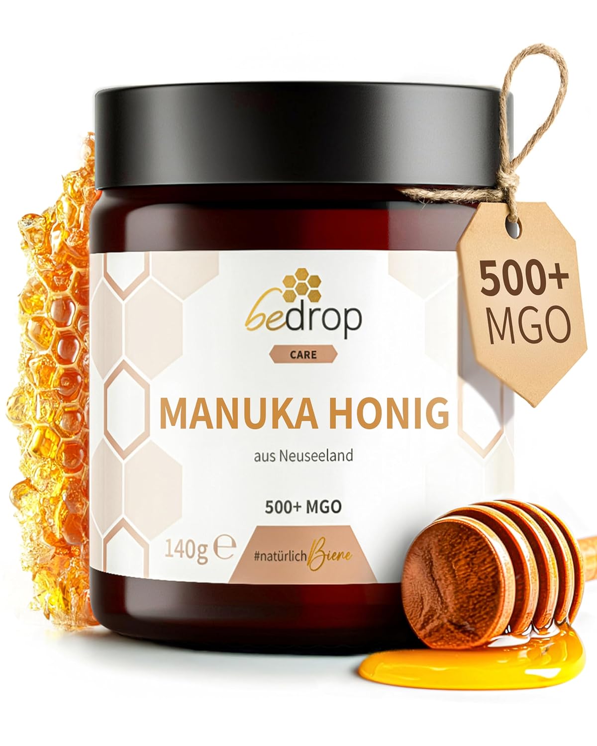 Detalle de bedrop Manuka Honig MGO 500+ 140 g Glas 🍯