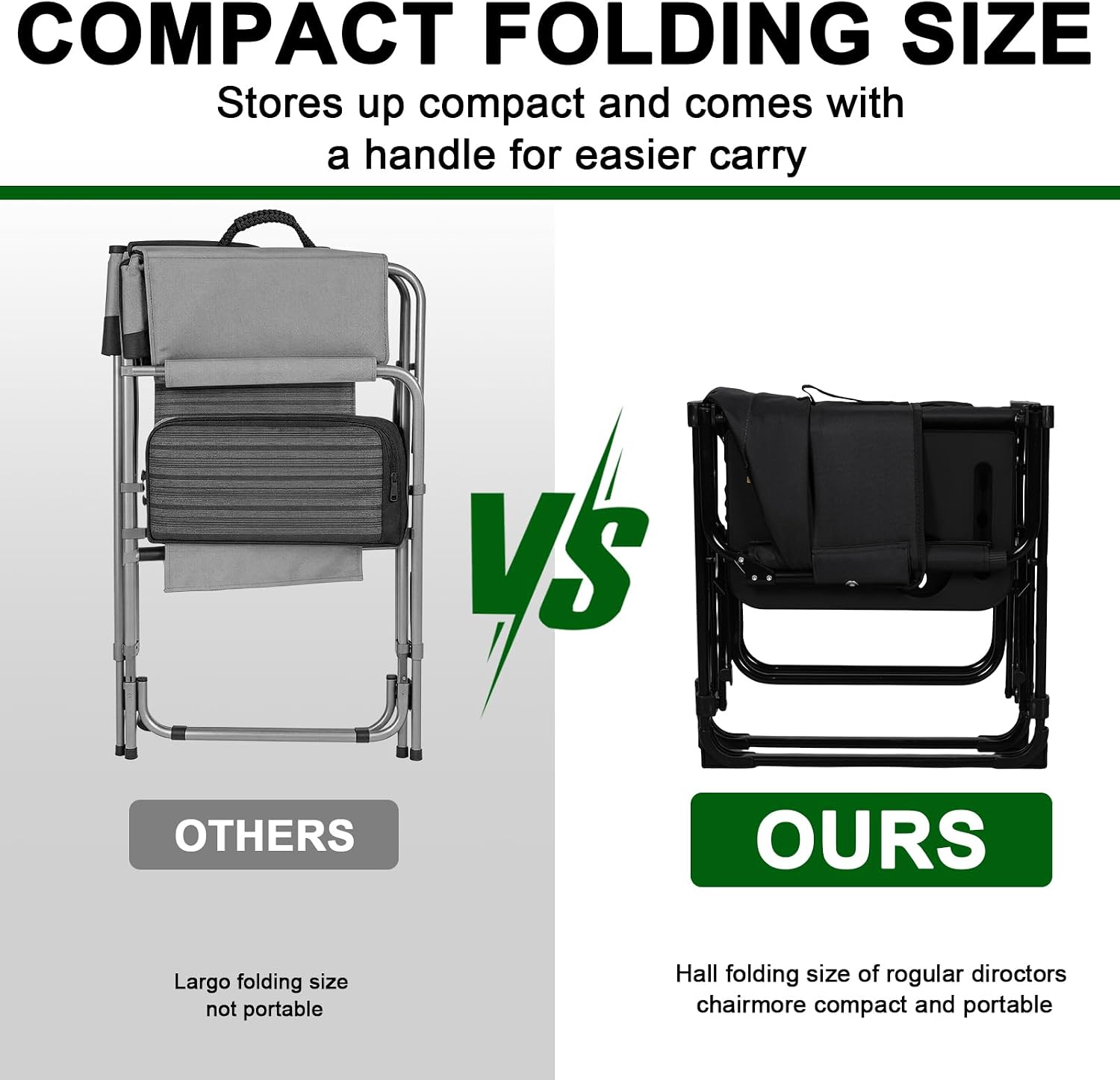 Thumbnail 6 de Romswi 2-Pack Folding Director Chairs with Side Tables, 400-lb Support