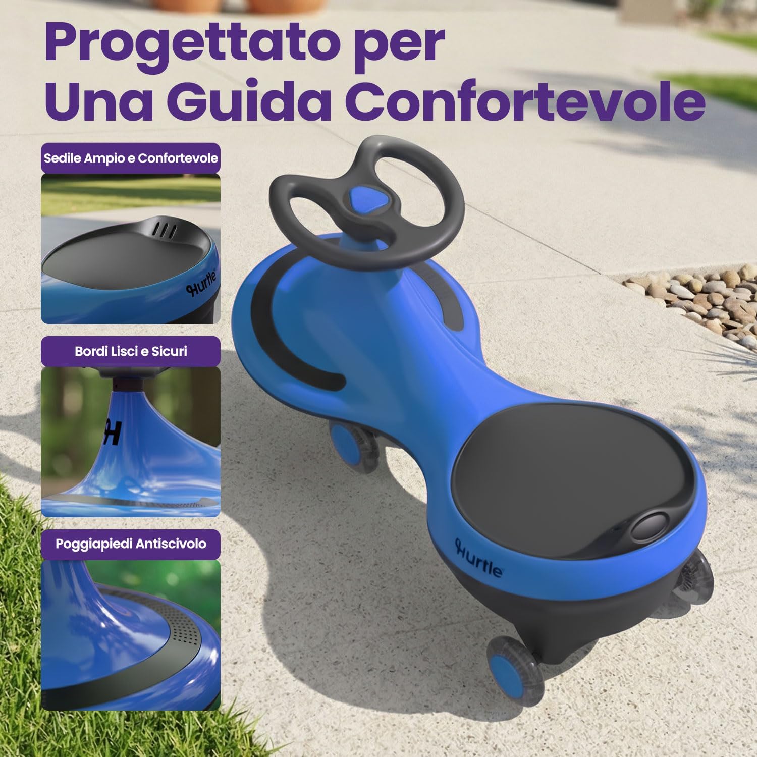 Detalle de Hurtle Macchina per Bambini cavalcabile a movimento oscillante, senza pedali né batterie (blu)