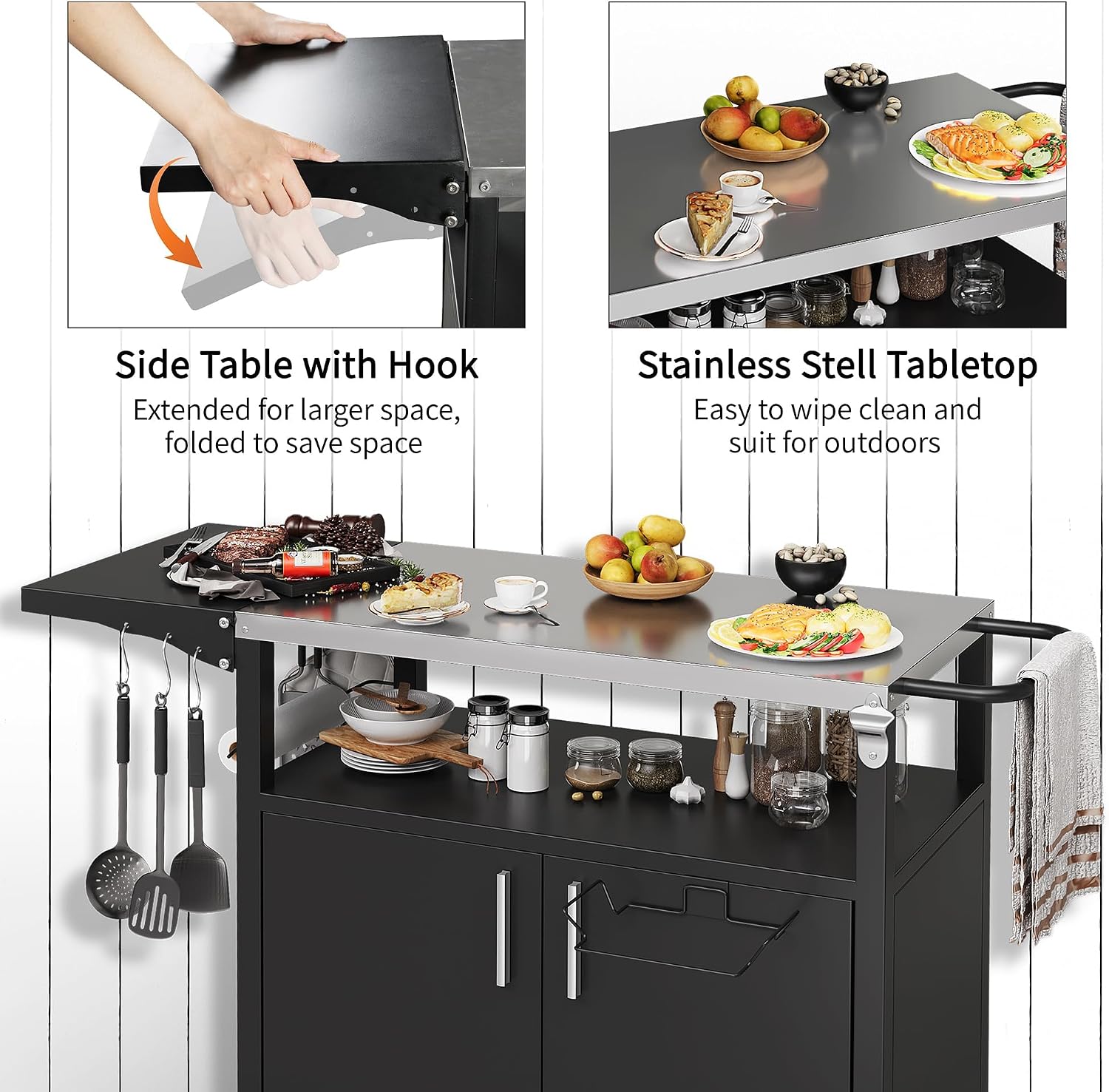 Detalle 2 de Shintenchi Outdoor Grill Cart with Stainless Steel Top