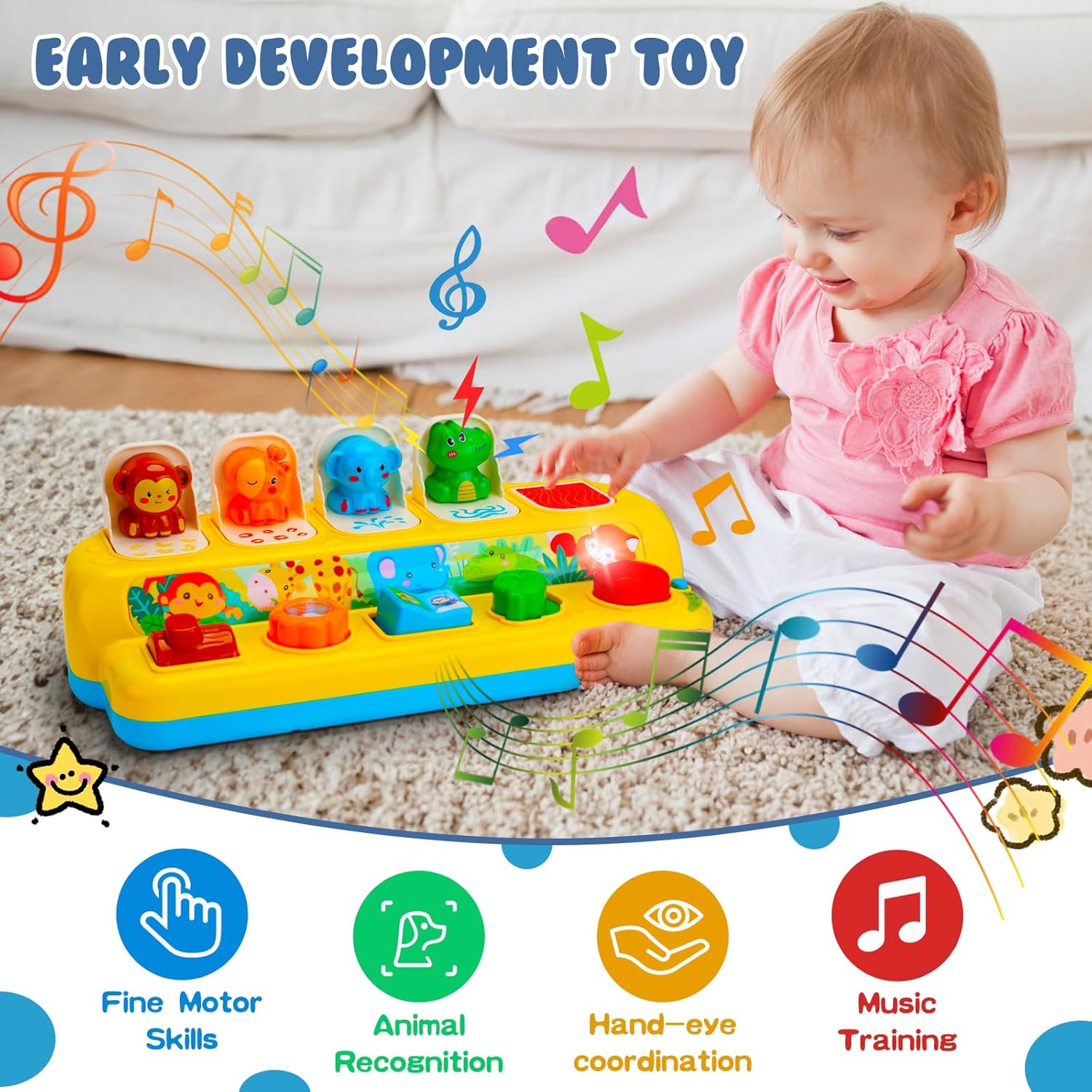 Thumbnail 4 de Interactive Pop Up Animal Toys with Music & Light – A Cause-and-Effect Baby Toy for 9–24 Months