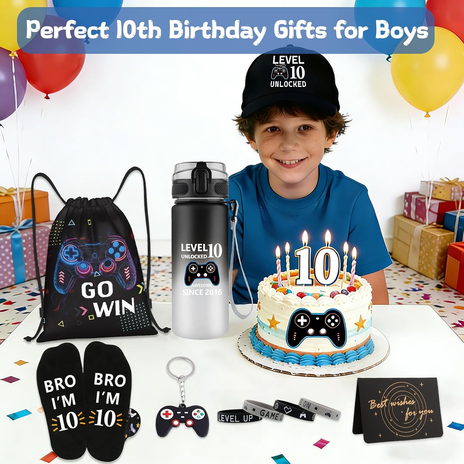 Detalle 2 de 10 Year Old Gifts for Boys – Level 10 Unlocked Gamer Gift Set (10-piece)