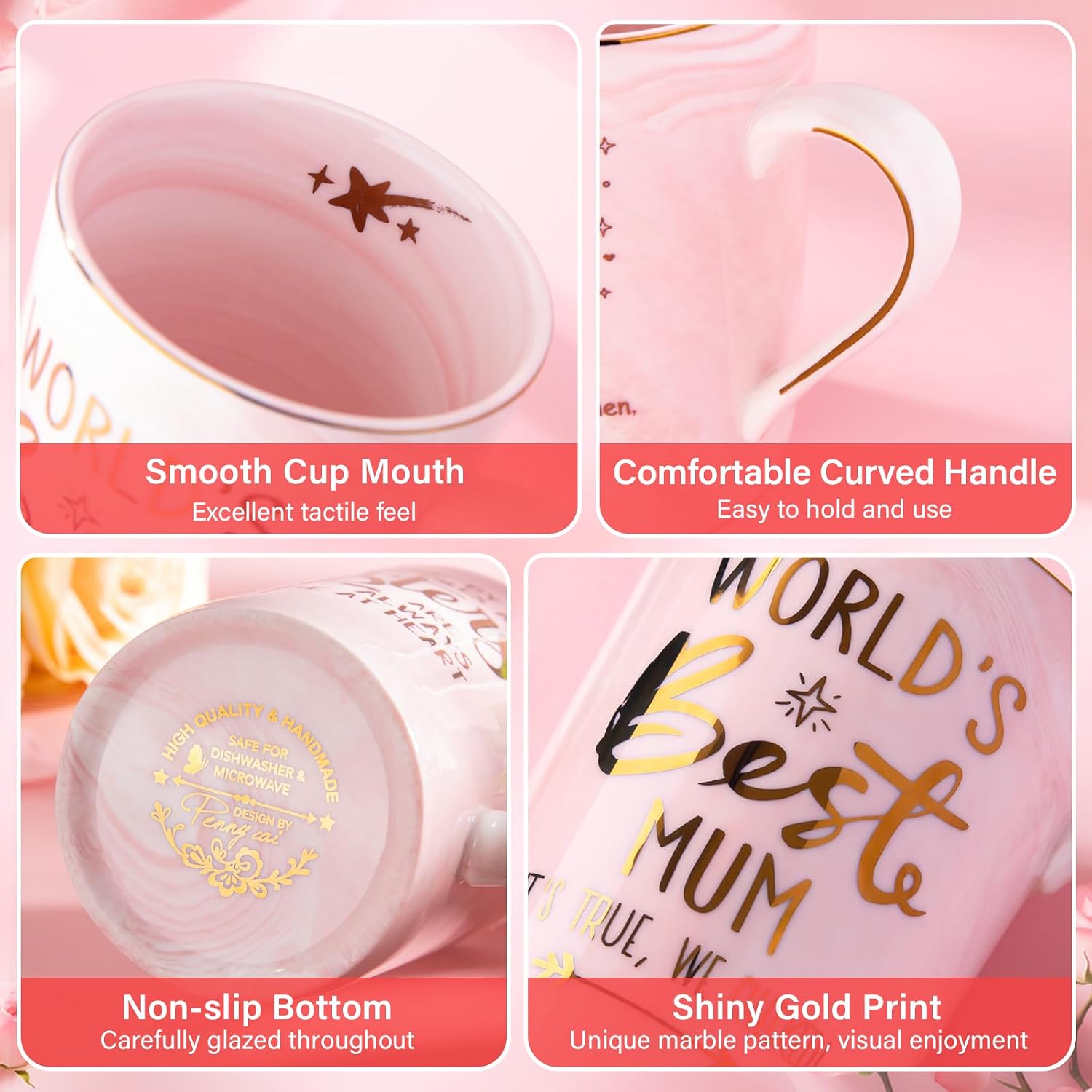 Detalle 2 de Mum Birthday Mummy Mug 14Oz Pink Marble