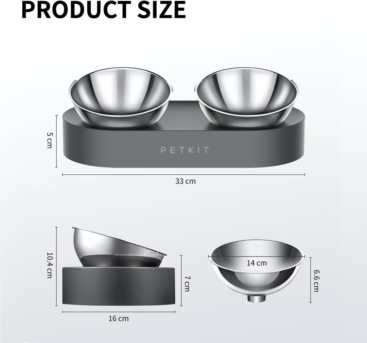 Detalle de PETKIT Cat Bowls with Stand Tilted 480ml
