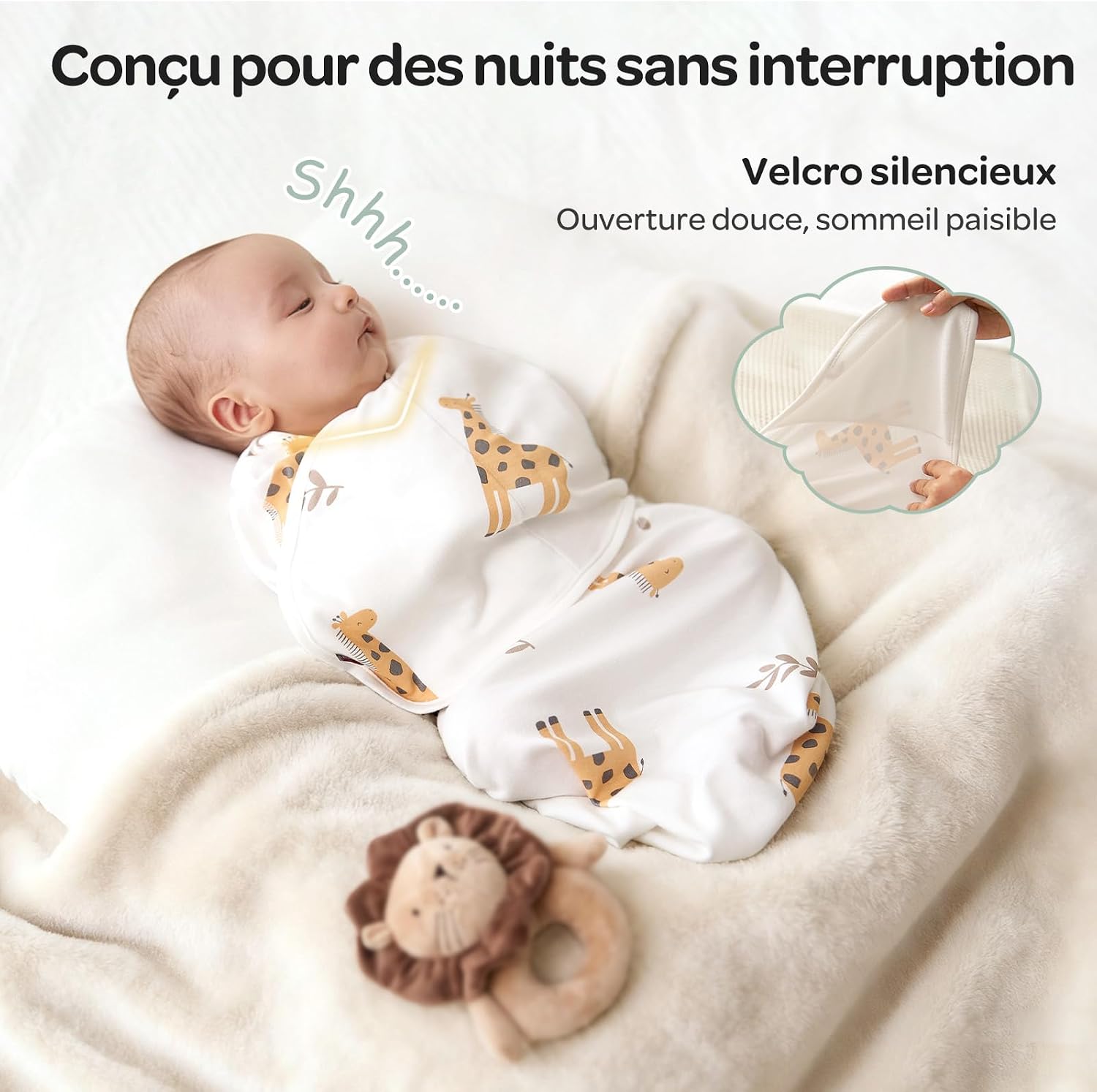 Thumbnail 2 de Momcozy Lot de 2 gigoteuses d’emmaillotage 0–3 mois : fermeture silencieuse et confort sécurisant