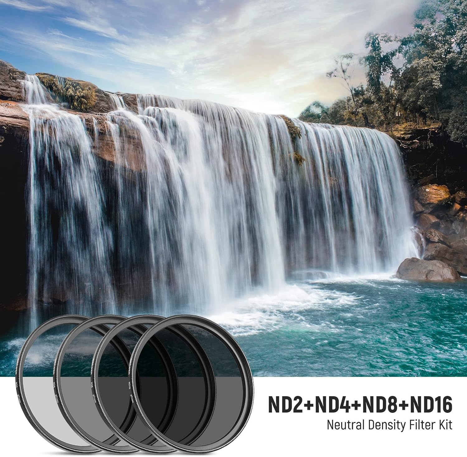 Detalle 2 de NEEWER 67mm NDフィルターセット ND2・ND4・ND8・ND16 光学ガラス製