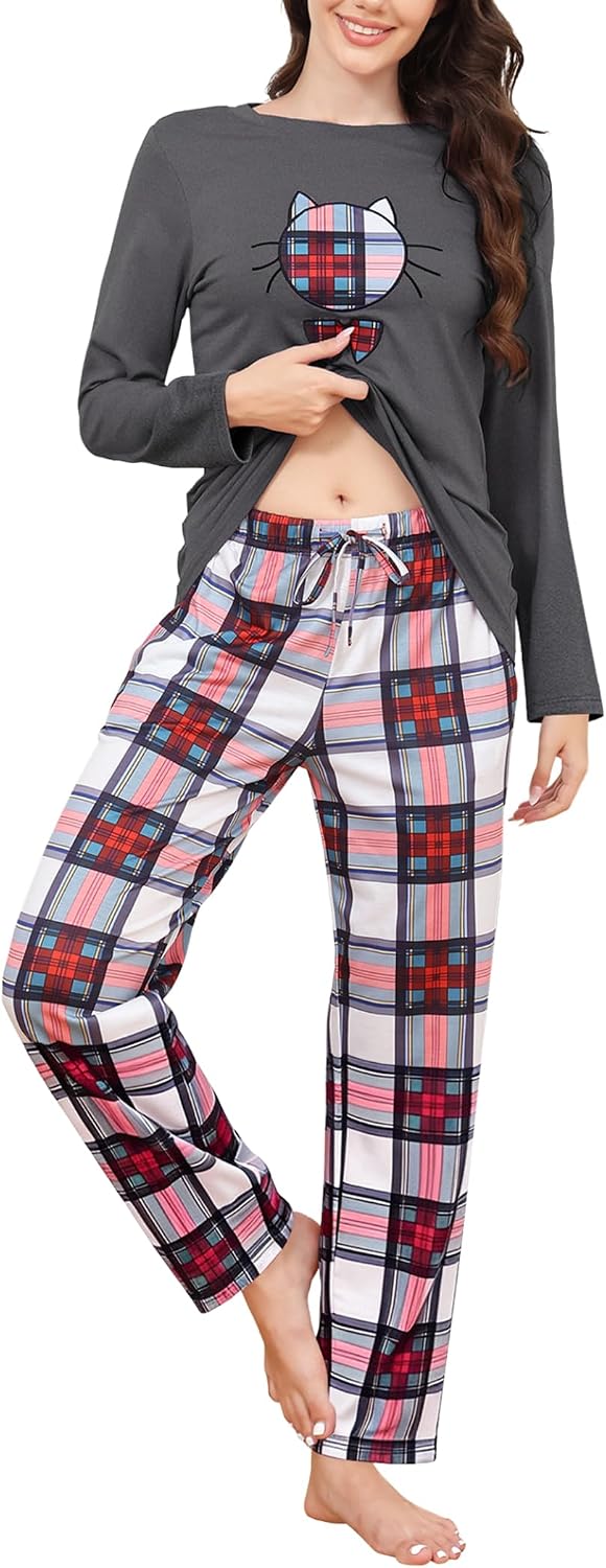Thumbnail 6 de Reliwel damespyjamaset met lange mouwen, print en broek met zijzakken