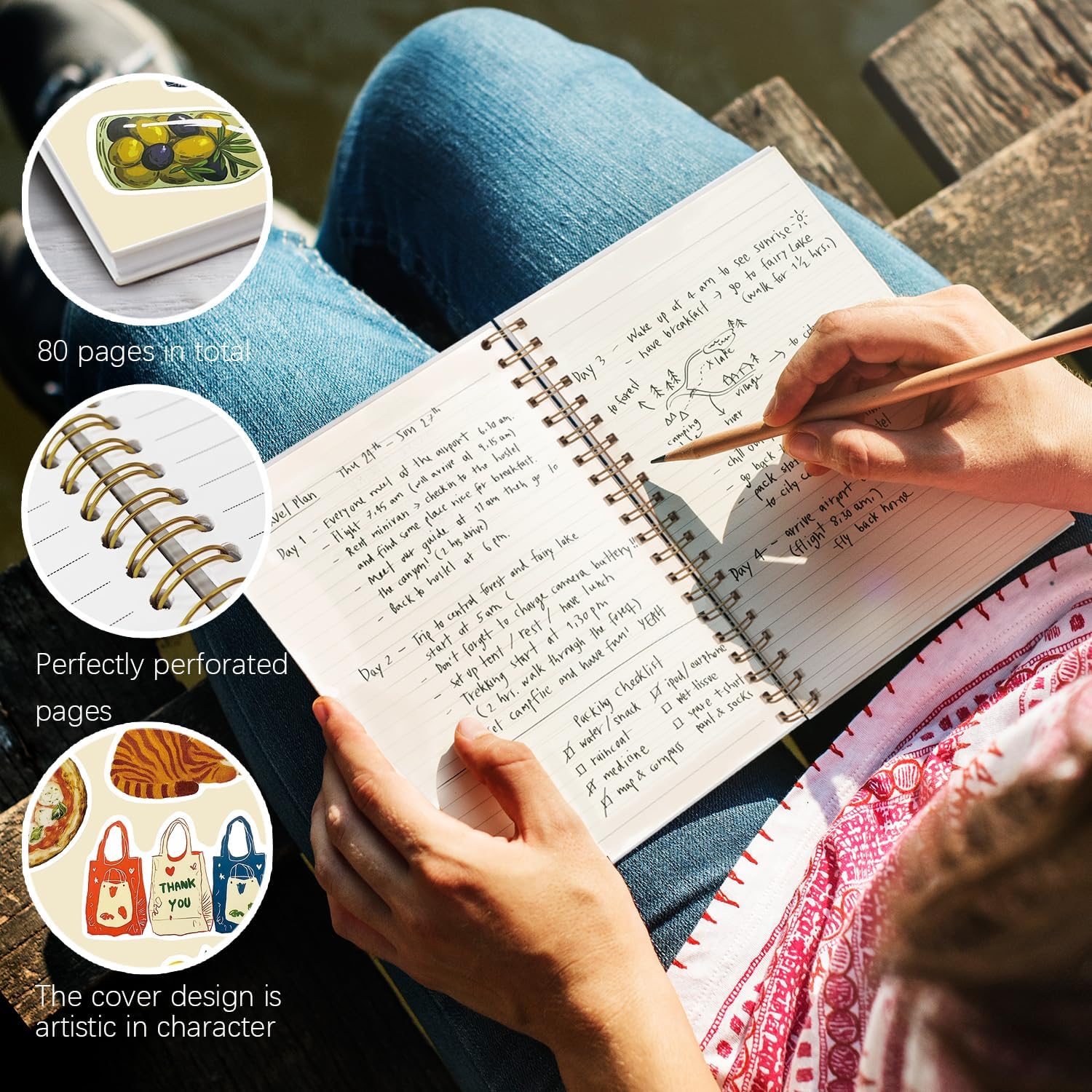 Detalle de NaZaUK Spiral Notebook 5.5 x 8.3 Inch