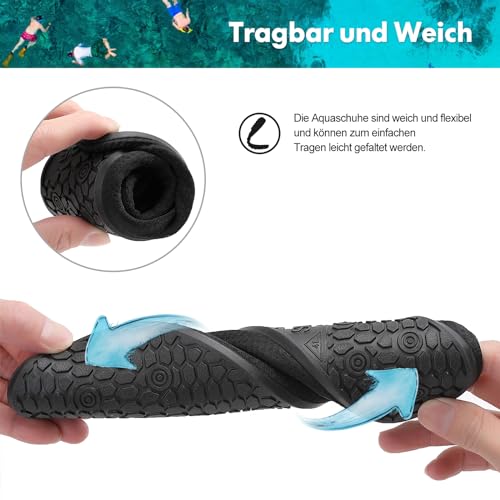 Thumbnail 6 de Sixspace Wasserschuhe Badeschuhe, 487 Schwarz, 47 EU – Barfußgefühl mit rutschfester Sohle