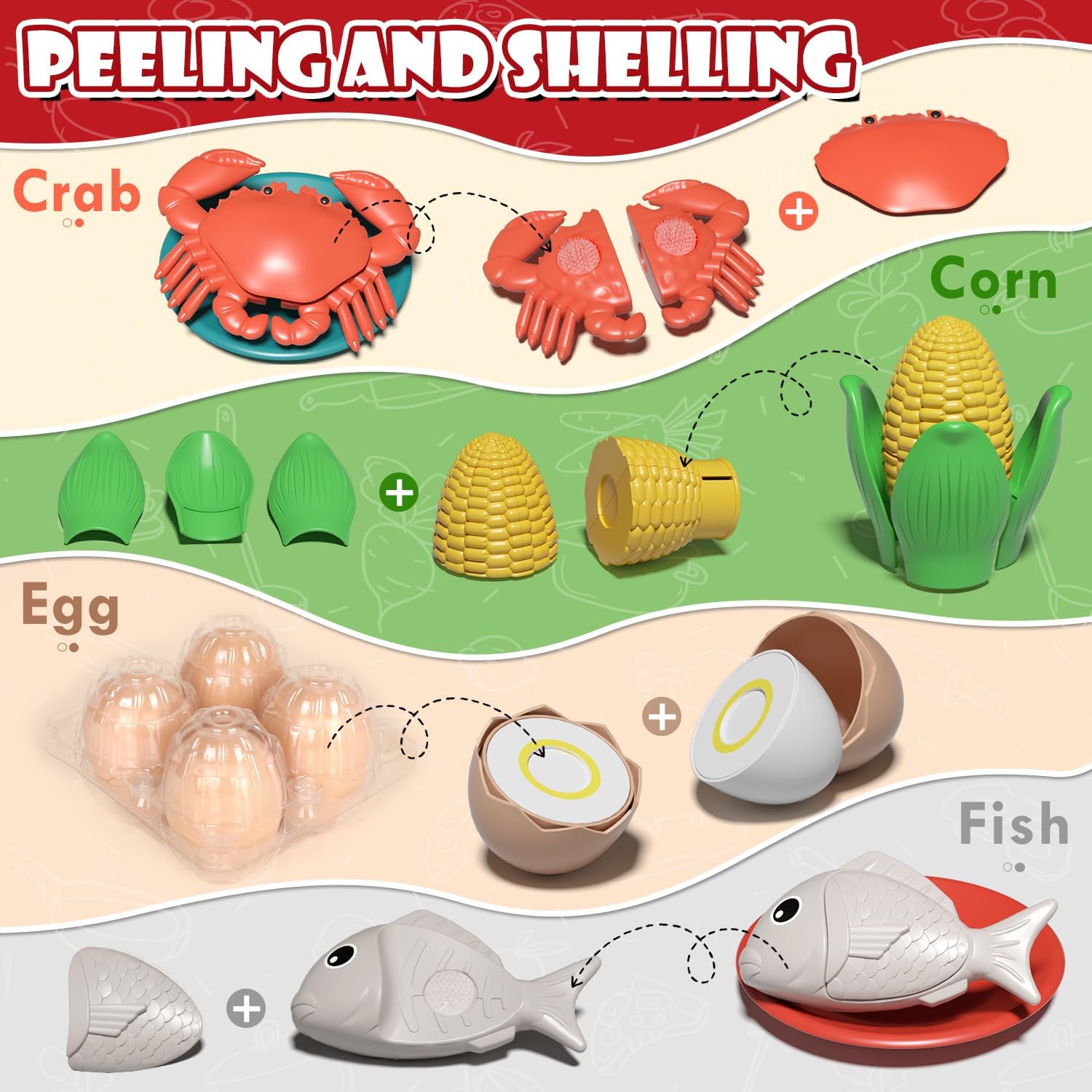 Thumbnail 4 de Lehoo Castle play kitchen accessories set with toy food, pots, pans and utensils (for toddlers 3+)