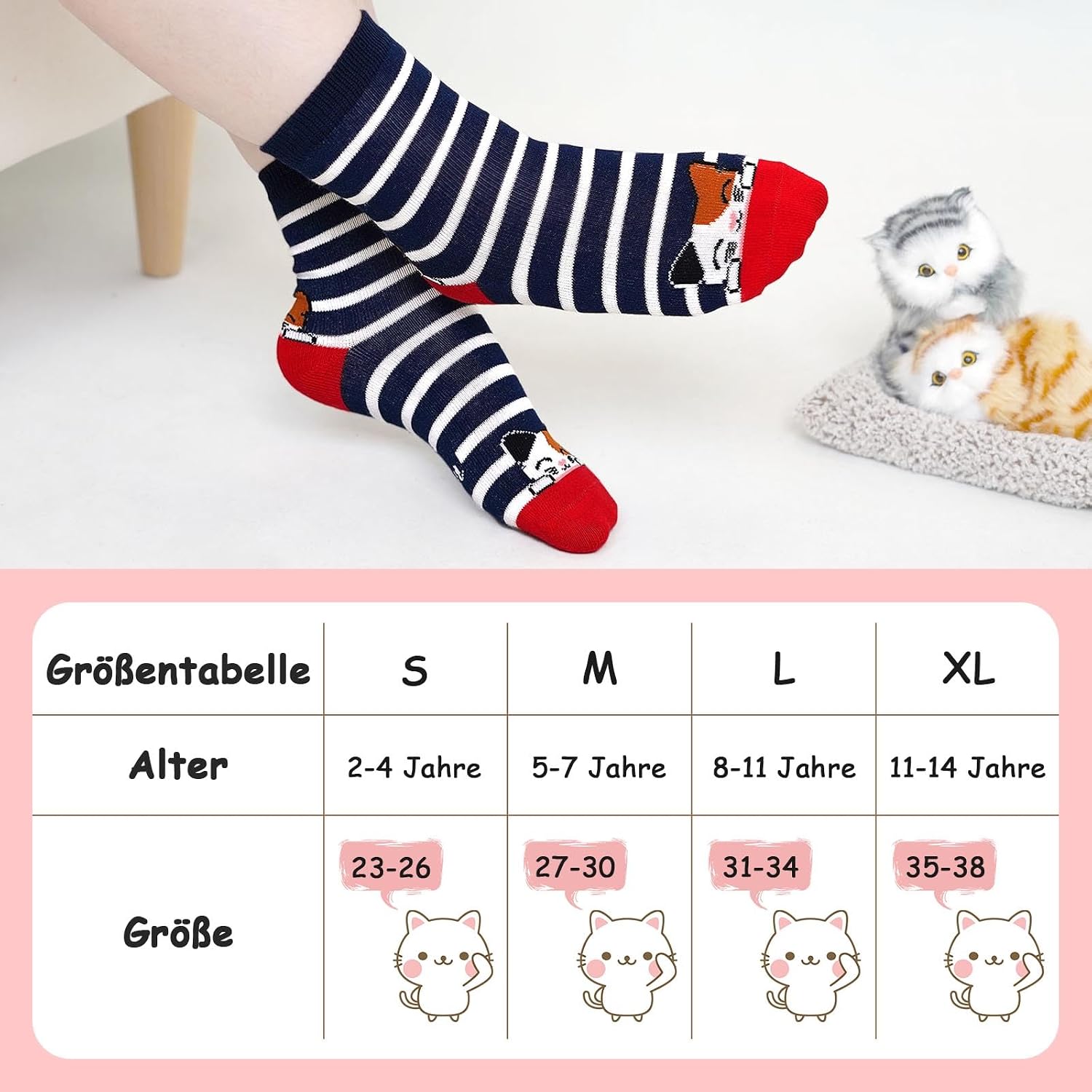 Detalle de PUTUO Kinder Mädchen Socken 5 Paar Baumwolle