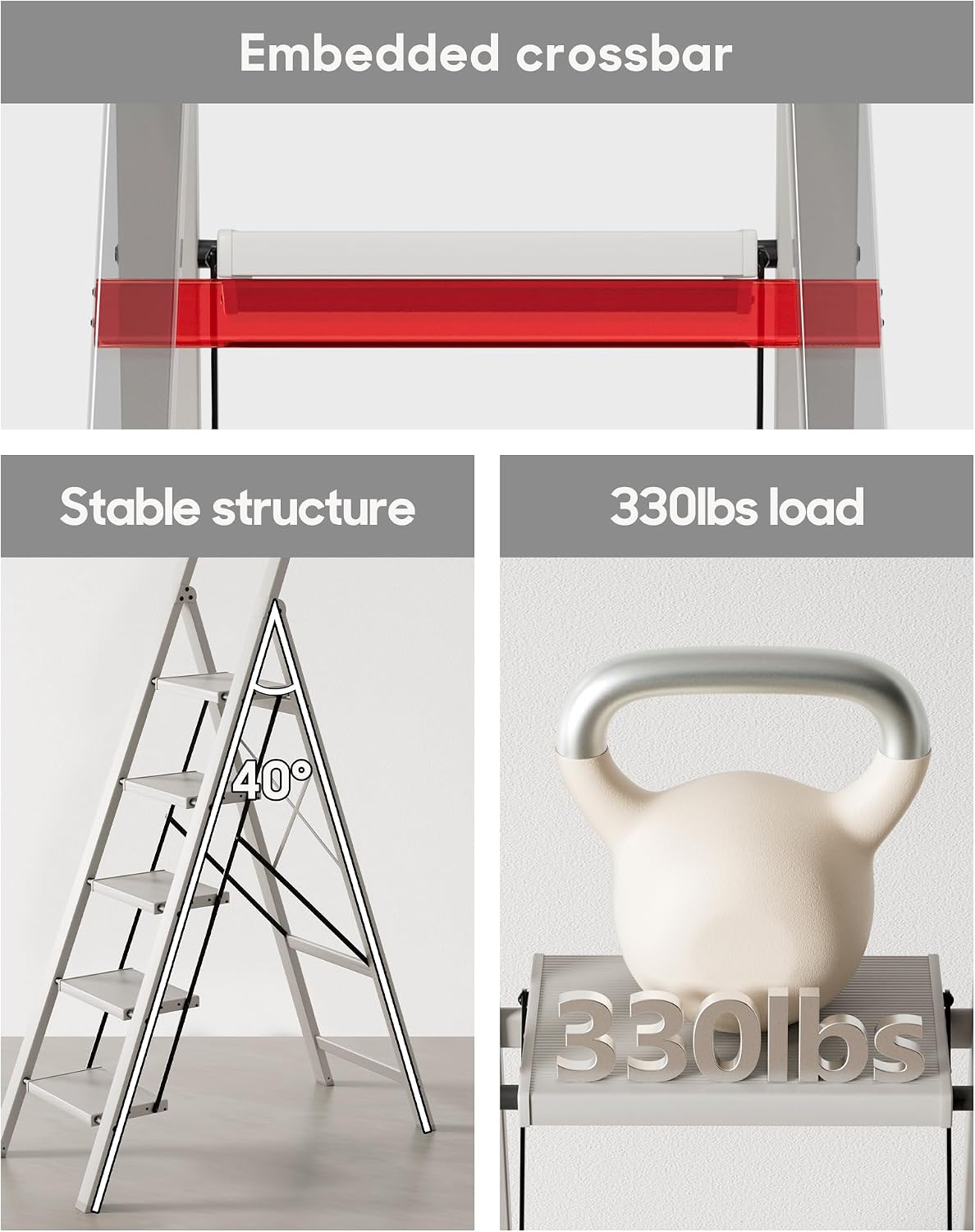 Detalle 1 de HillhutApex L0105 5-Step Aluminum Folding Ladder with Handgrip