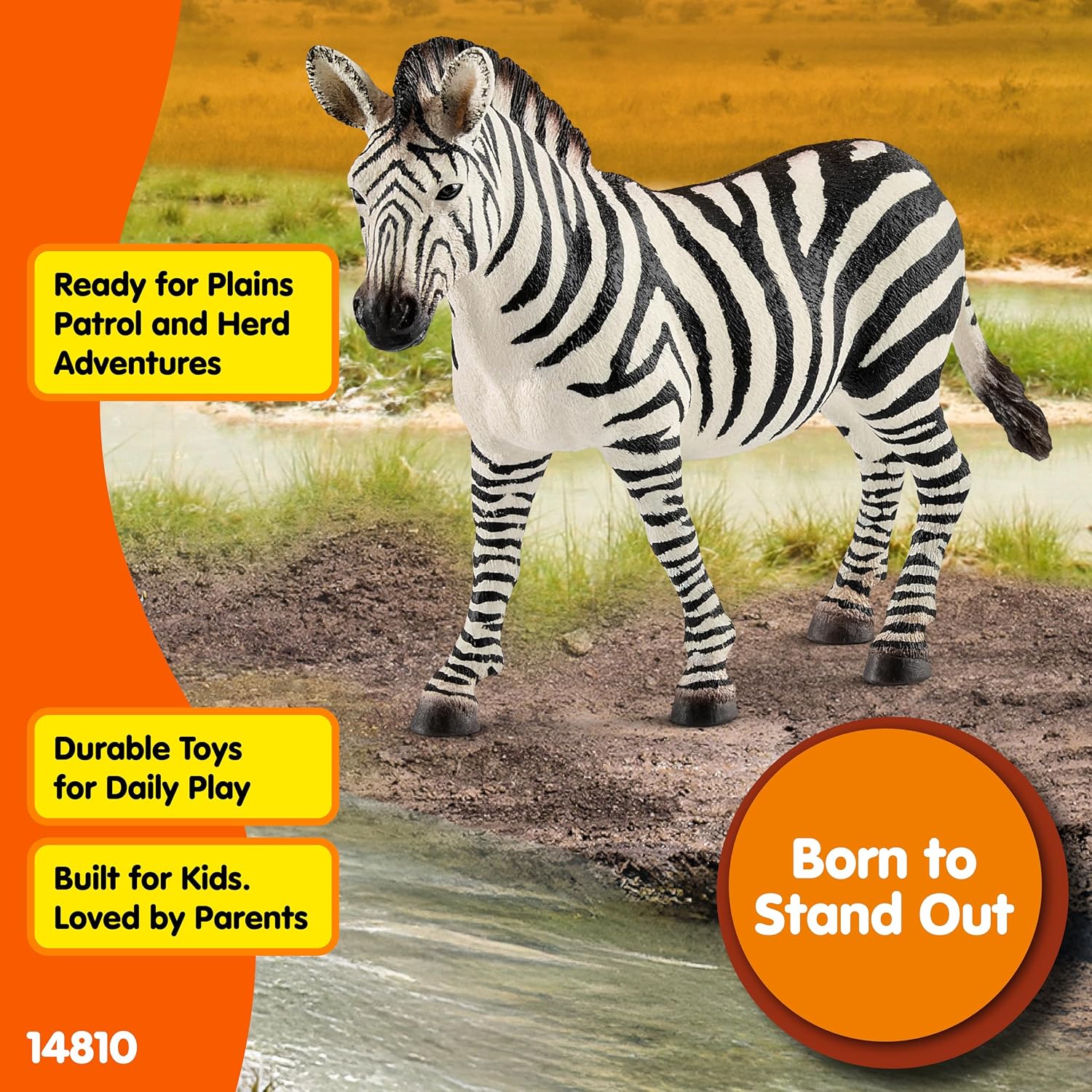 Detalle de Schleich 14810 Zebra, Female, Black – Hand-Painted Educational Figure