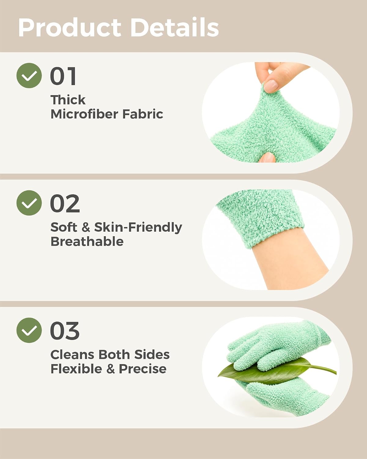 Detalle 1 de Bamworld Microfiber Gloves for Plant Dusting and Garden Care