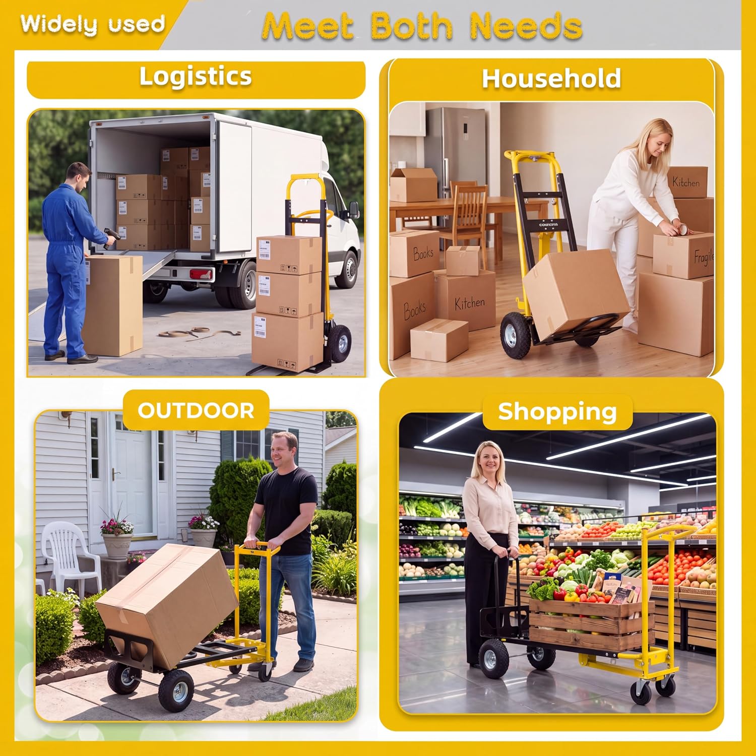 Thumbnail 2 de COOCHEER 4-in-1 Convertible Hand Truck Dolly, 1,000 lb Capacity, 10-Inch Tires