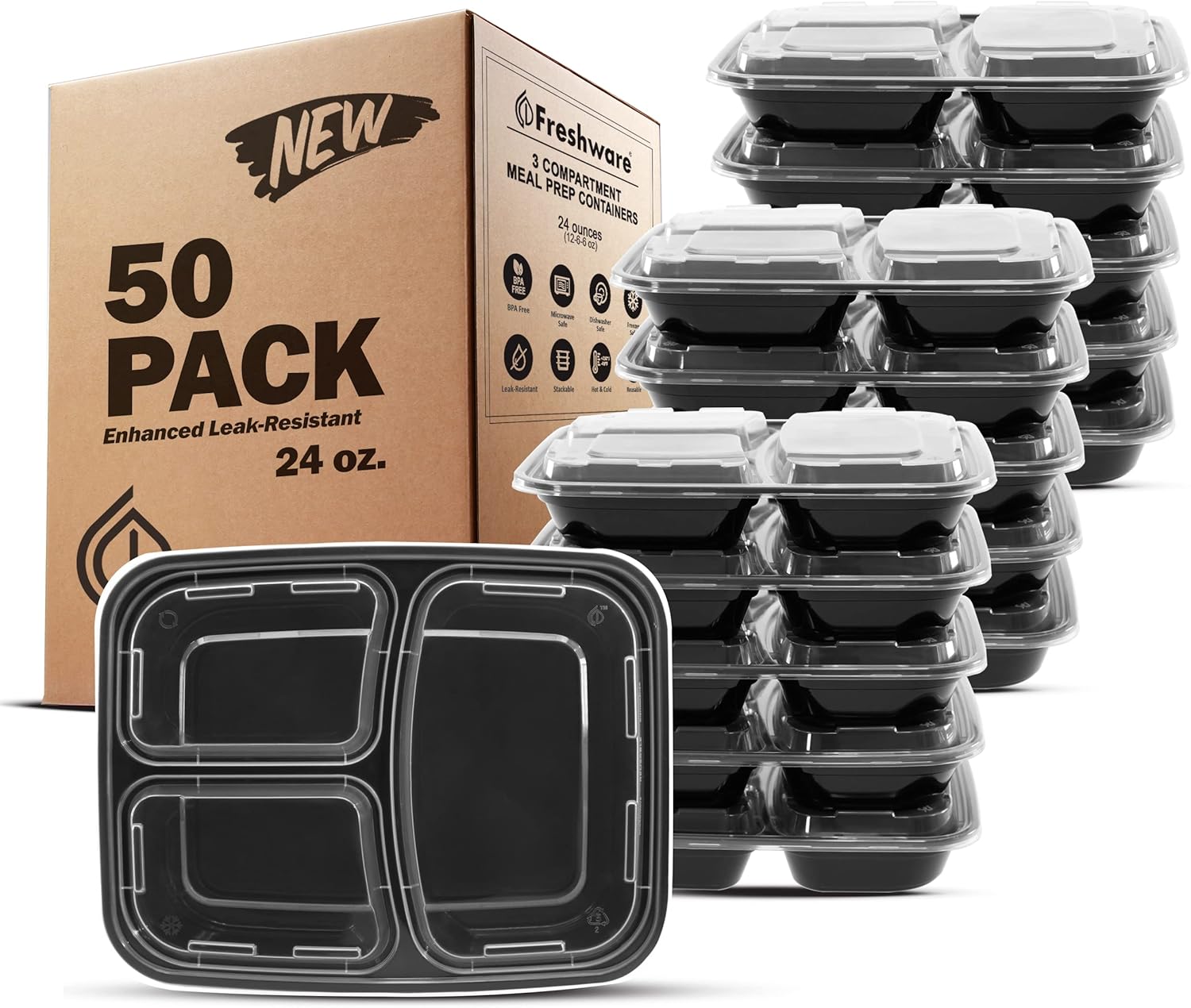 Freshware Meal Prep Containers 50 Pack 🍱