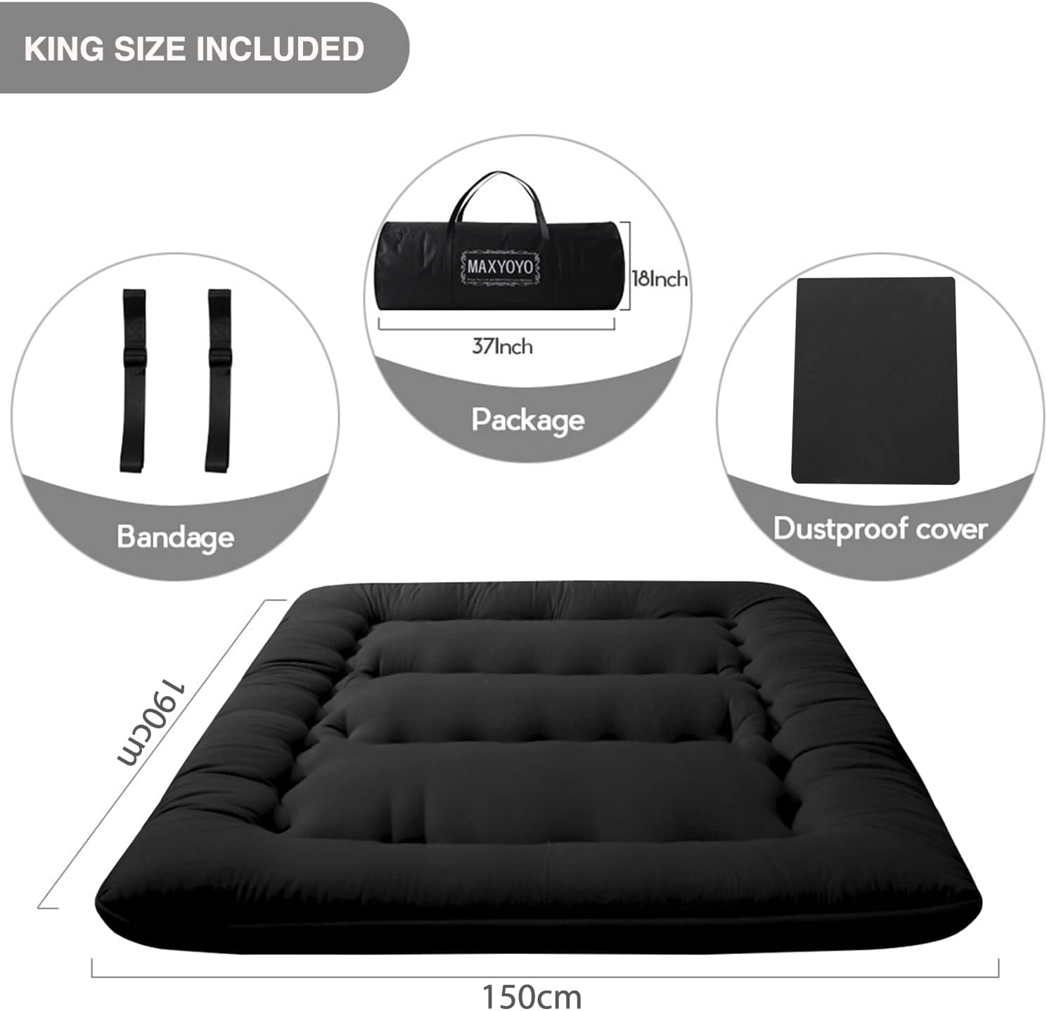 Detalle 2 de MAXYOYO Japanese futon mattress 150 x 200 cm