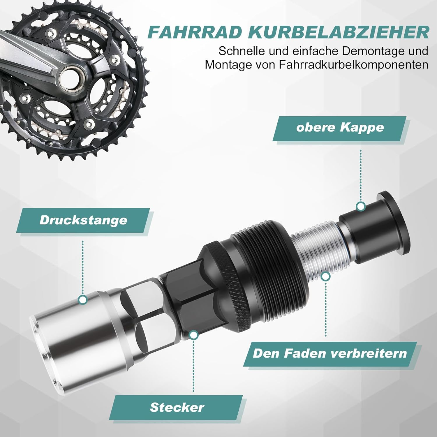 Detalle de Fengzio estrattore per pedivelle e movimento centrale per biciclette – Set completo 16 mm