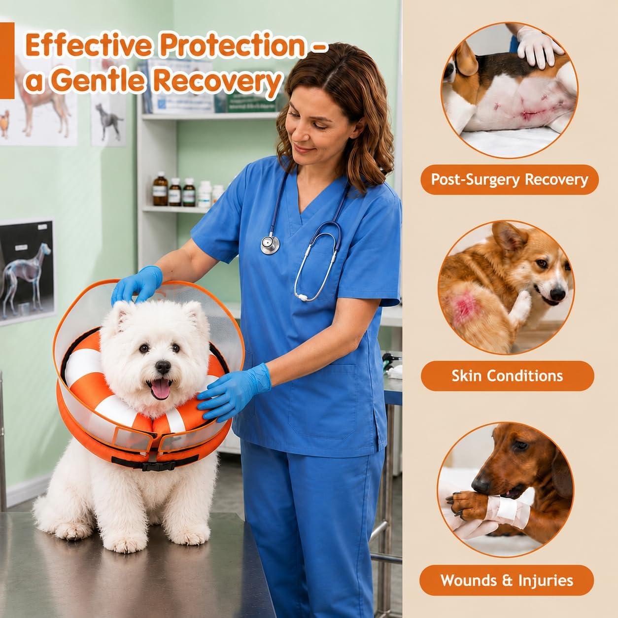 Detalle de Avont Inflatable Dog Cone, 7.9–11-inch Neck