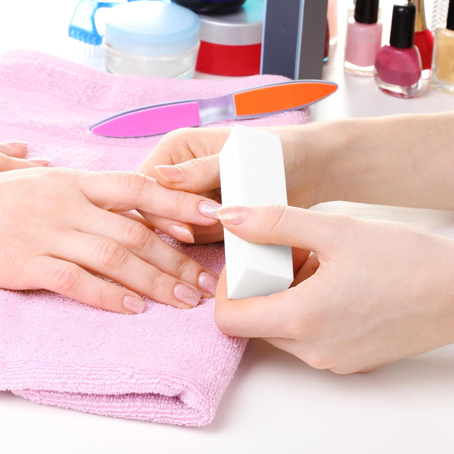 Detalle 2 de 20 pezzi nail buffer quadrato in spugna e smeriglio per manicure e nail art fai da te