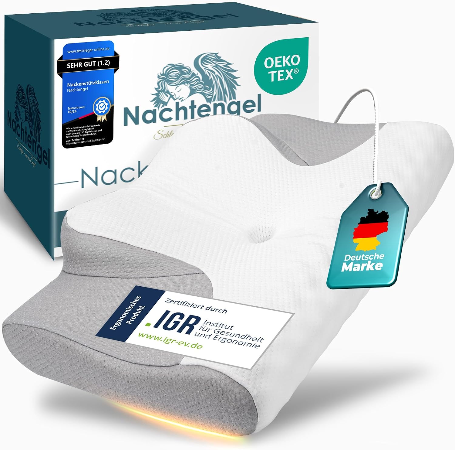 Detalle de Nachtengel Orthopädisches Memory Foam Nackenstützkissen