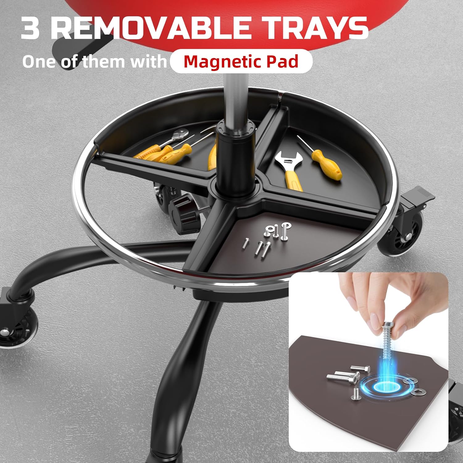 Thumbnail 5 de Rolling Shop Stool Adjustable 18.7–25.59 in
