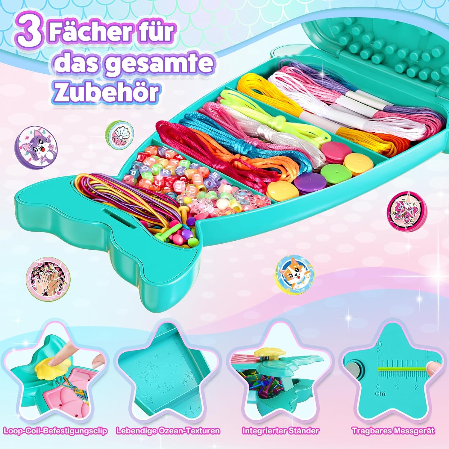 Detalle de Euclidean Cube 2-in-1-Freundschaftsarmband – Kreatives Bastelset für Kinder 6–12 Jahre (Blaugrün)