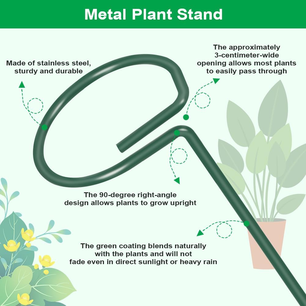 Thumbnail 2 de Adiwo 6PCS 60cm garden single stem support stakes with extension poles, plant clips and flexible cable ties