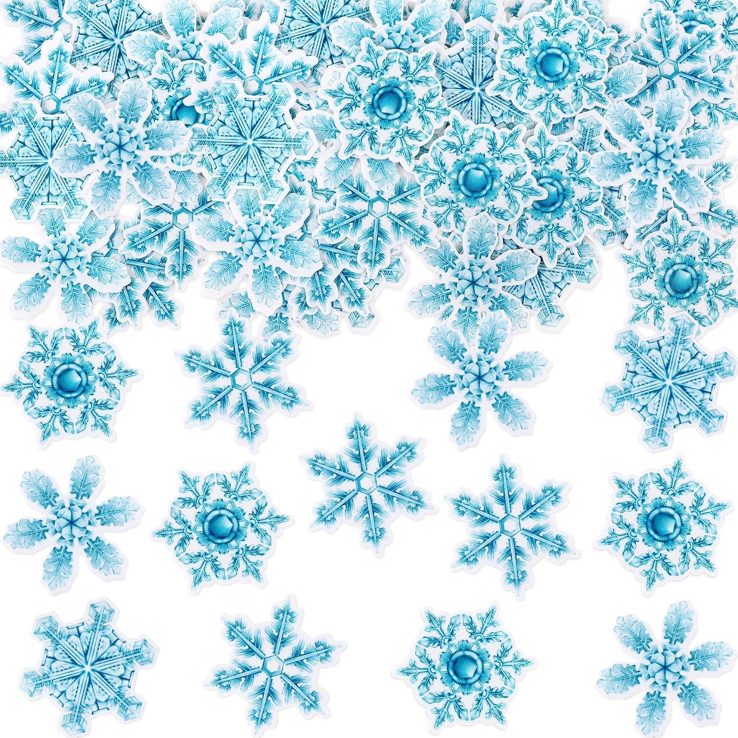Detalle de Ercadio Edible Snowflake Cupcake Toppers, 40-Piece Wafer Rice Paper Set