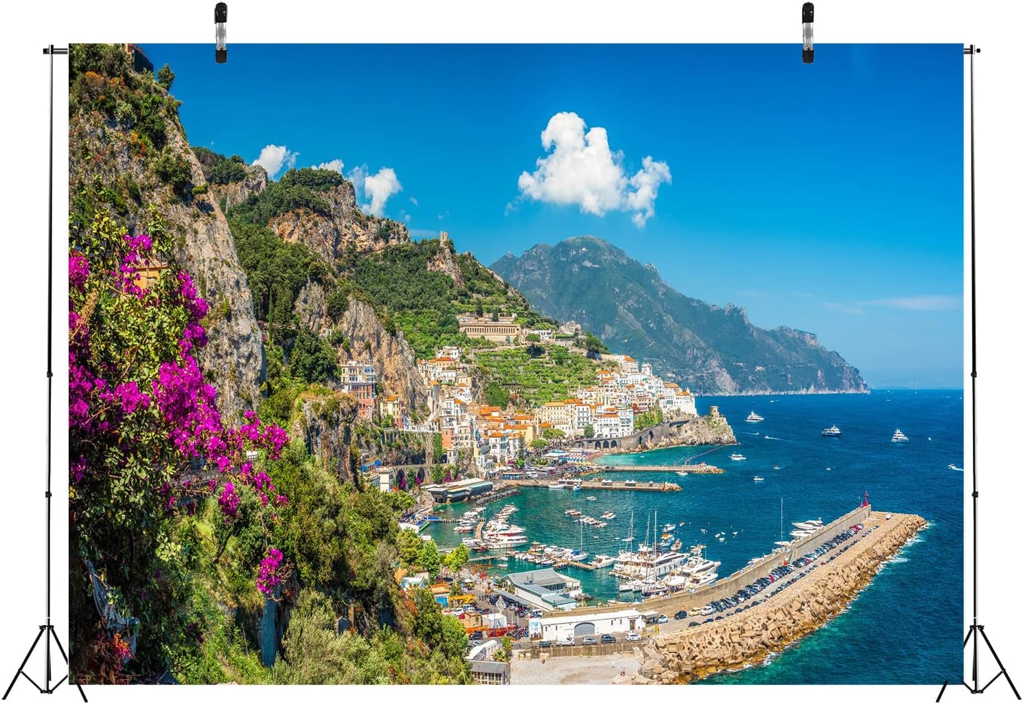 Detalle de BELECO 2.1 x 1.5m Italian Amalfi Coast photo backdrop for studio booth & parties