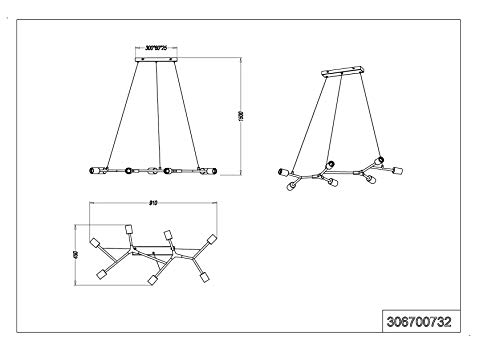 Detalle 2 de Trio Leuchten Cross 306700732 Suspension Métal Noir Mat/Bronze