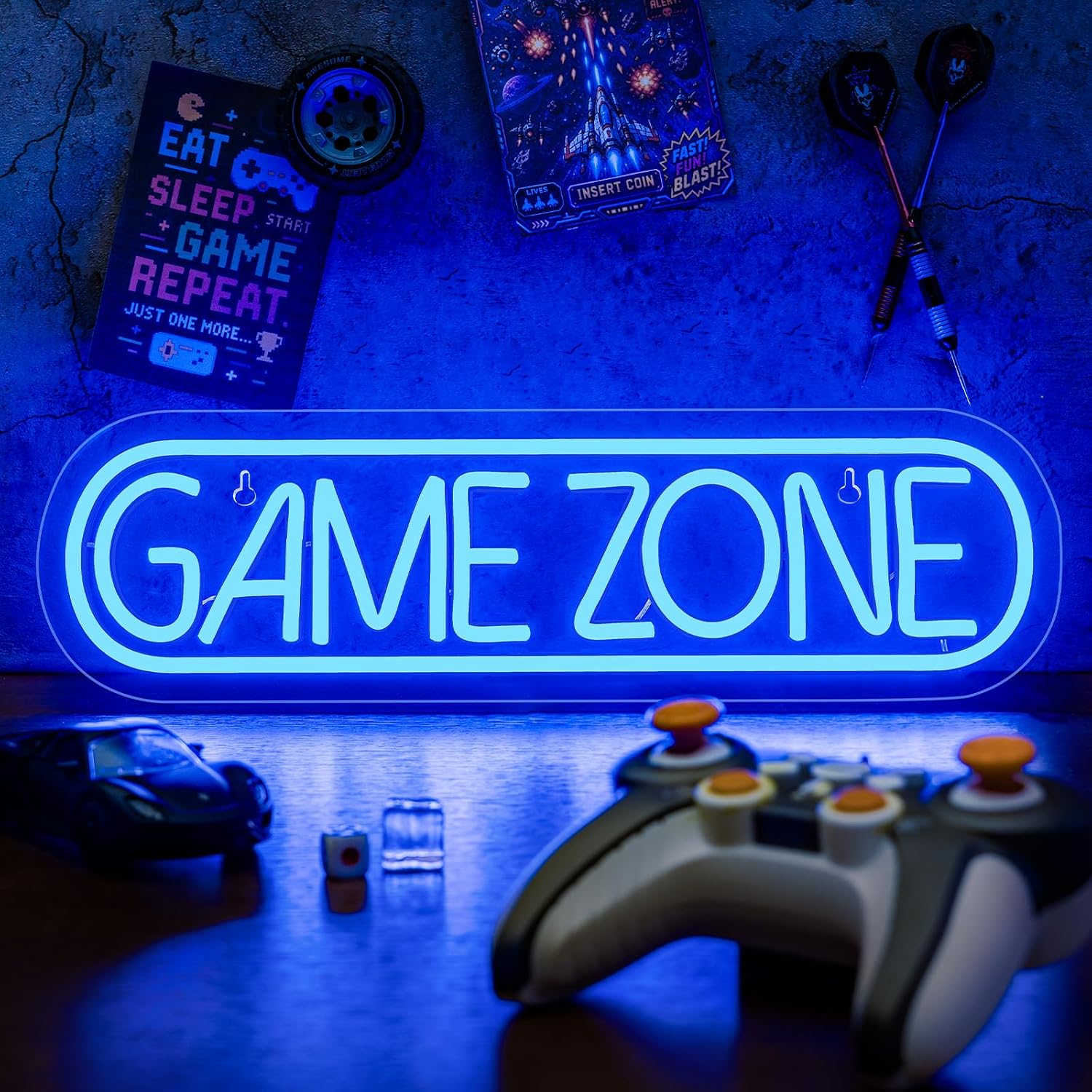 Detalle de Wanxing NS-FY001-game zone neon-ledwandbord blauw, 42 x 12 cm