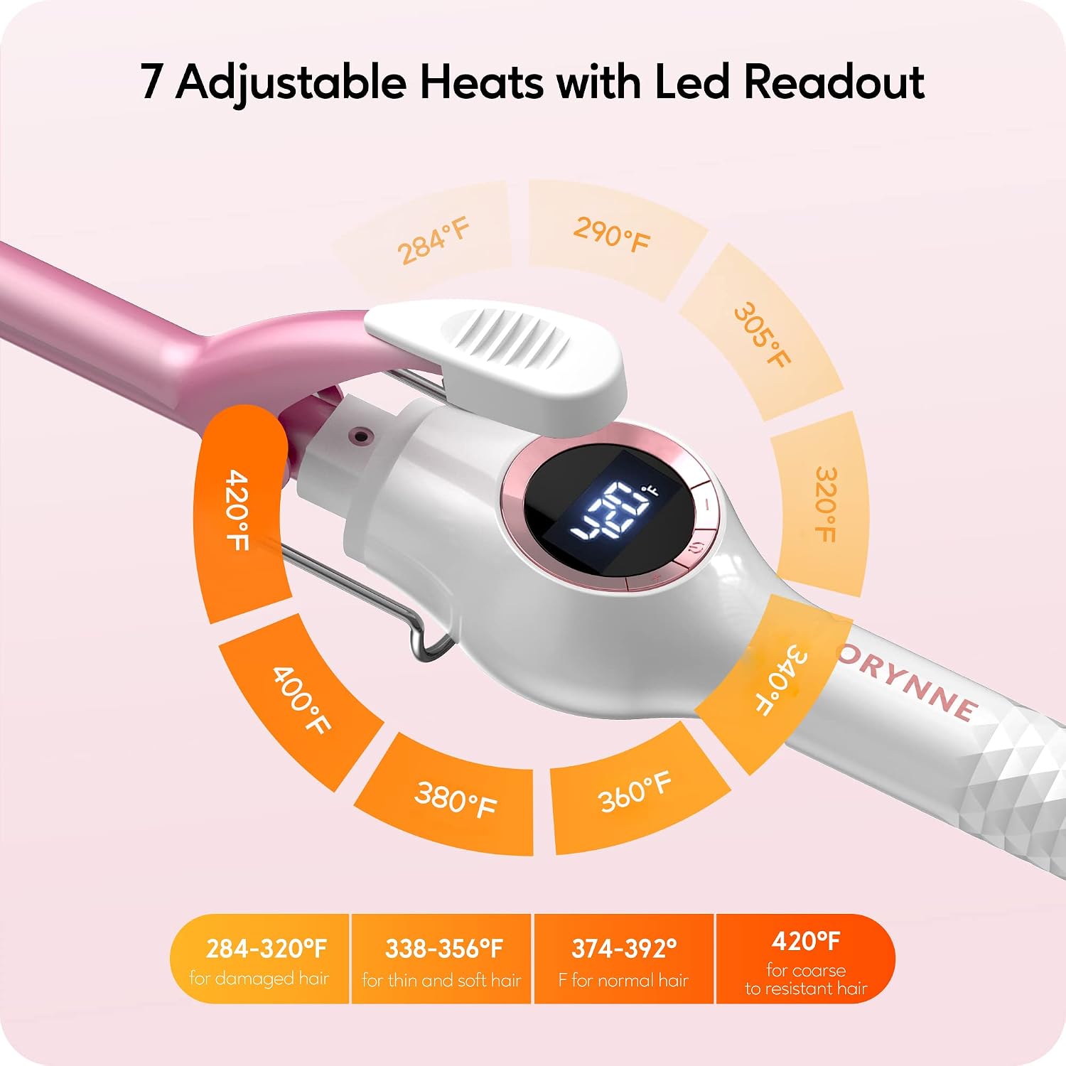 Detalle 2 de ORYNNE 1/2-Inch Ceramic Curling Iron Wand with Digital Temperature Control
