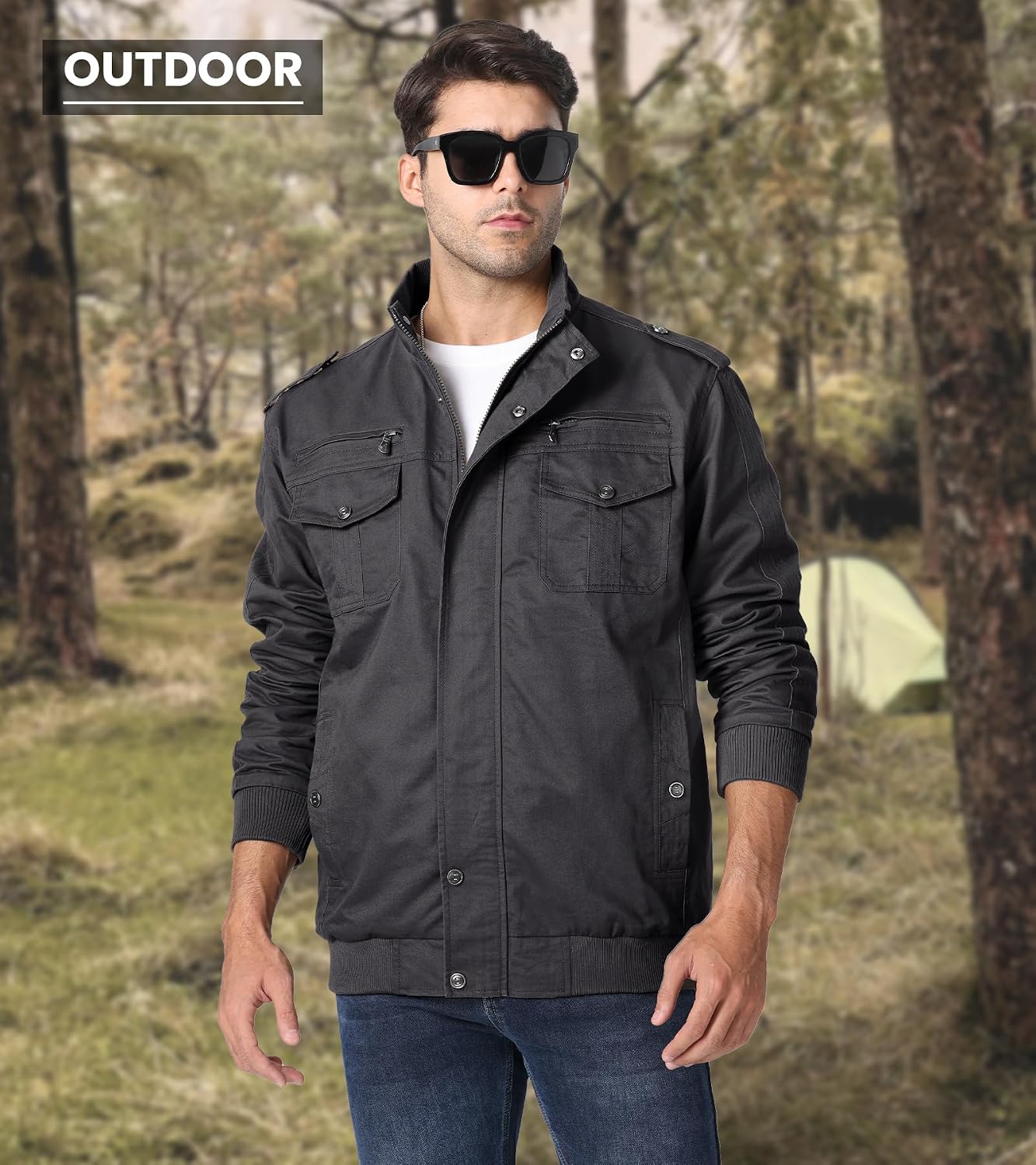 Detalle de EKLENTSON Übergangsjacke Herren 7 Taschen