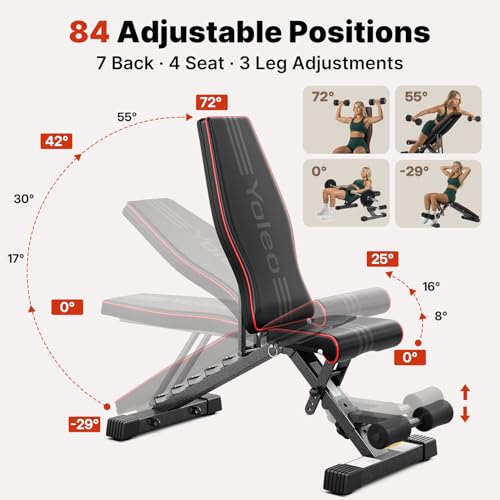 Thumbnail 5 de YOLEO Banc de Musculation réglable pour entraînement complet du corps – Banc incline/declinable, pre-assemblé