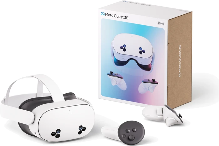 Detalle de Meta Quest 3S (128 GB) mit BlueBuilt PC Link-Kabel – VR-Headset für Mixed Reality & PC-Streaming