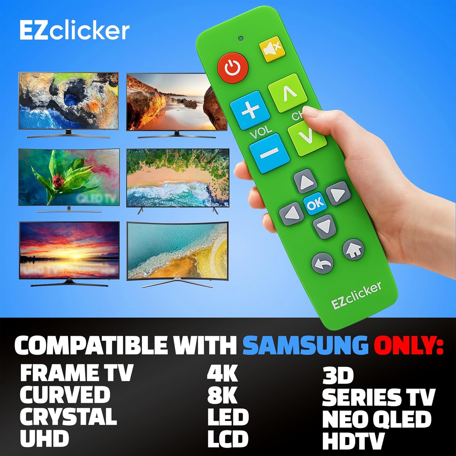 Thumbnail 3 de Samsung Replacement TV Remote (Green) with Big Buttons for Samsung TVs Only