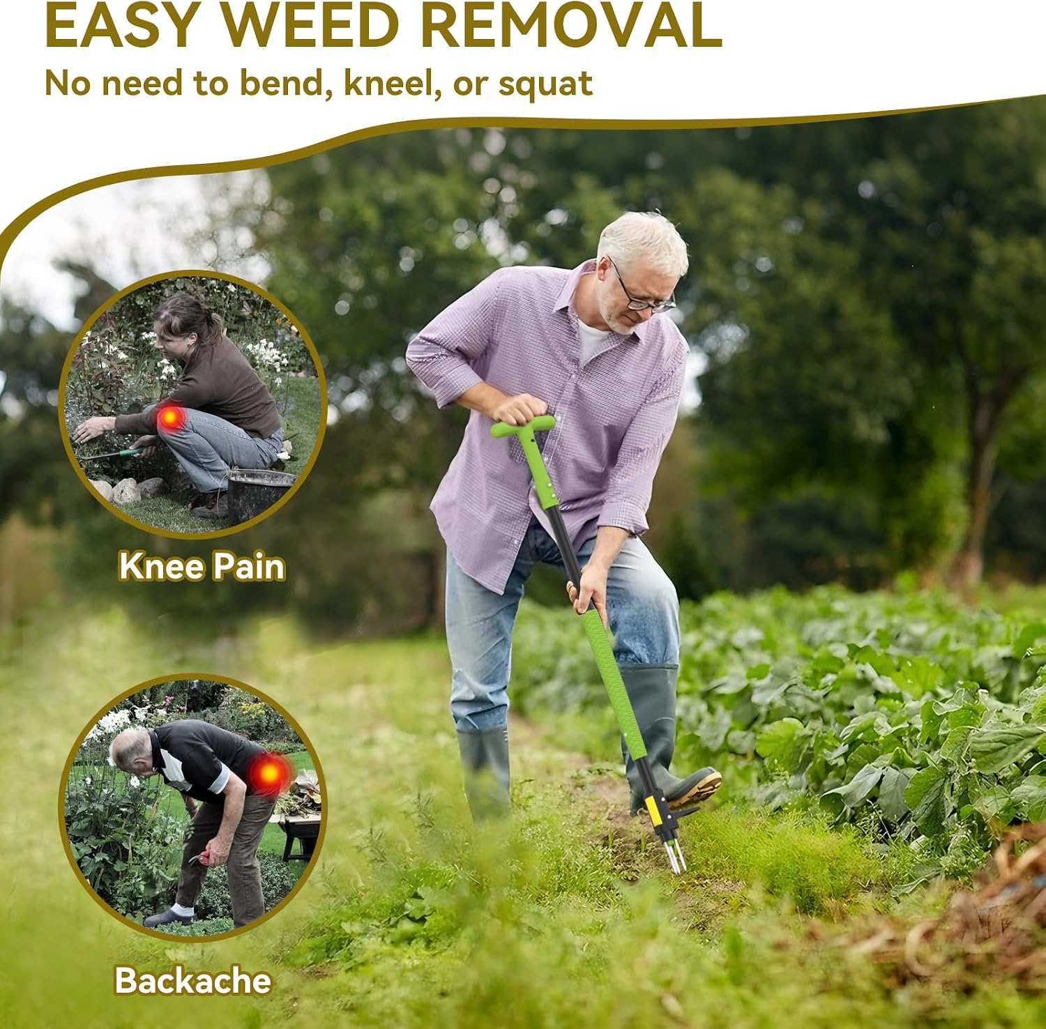 Detalle de Ergohortus Weed Remover Tool — Stand Up Weeder for Root Removal